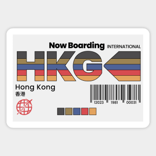 Vintage Hong Kong HKG Airport Label Retro Travel Magnet